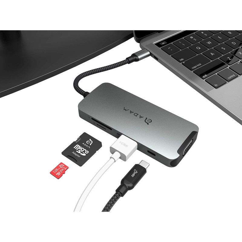 ADAM elements 8 en 1 USB C Hub - 4K