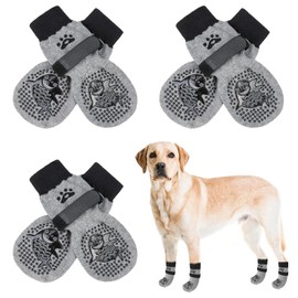 Scenereal Double Side Anti-Slip Dog Socks for Hot/Cold Pavement, Non-Slip Dog Shoes for Hardwood Floors to Stop Licking Paws, Slipping, Paw Protectors with Grippers