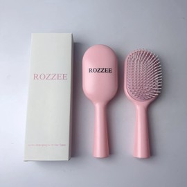 ROZZEE Gentle Detangling Hair Brush for Women - Soft Bristle Brush for All Hair Types, Boar Hair Brush for Smooth and Shiny Hair, Small Travel-Friendly Brush for Hair Care & Styling(Pink, 22.5X7.5CM)