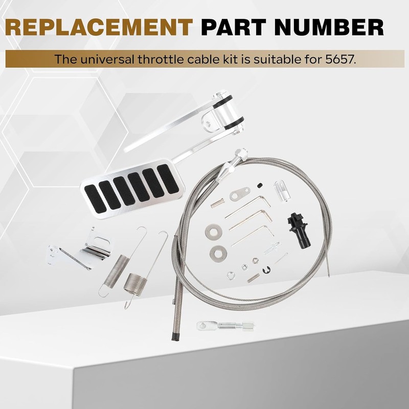 5657 Universal Polished Aluminum Throttle Pedal Accelerator Adjustable Throttle Cables
