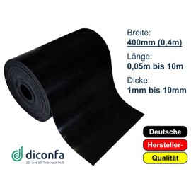 diconfa Rubber Mat Width 400 mm (40 cm) – Choice – Thickness: 1 to 10 mm – Length: 0.05 to 10 m – Selection: 200 mm (20 cm) Long, 1 mm Thick – Rubber Strips Sold by the Metre Narrow Rubber Underlay