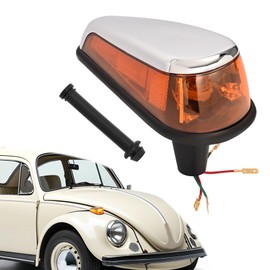 HECASA Turn Signal Light Assembly Compatible with 1970-1979 VW BUG Volkswagen Super Beetle Thing Front Fender Bumper Corner Lamp Passenger Right Side Amber Lens w/Bulb Replacement for 113953042N