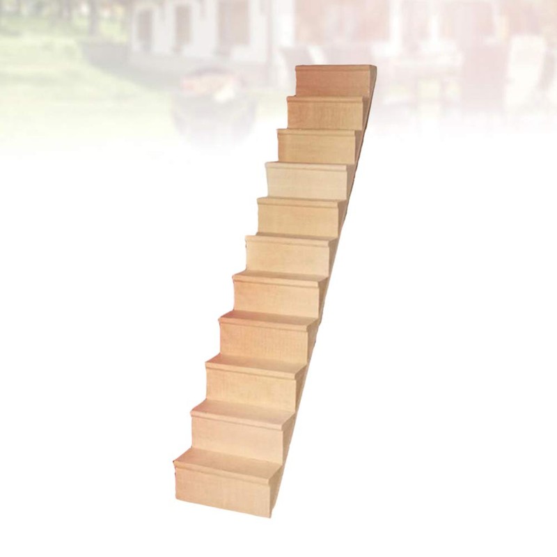 Artibetter Mini Staircase Wooden 1/12 DIY Stairway Accessory Model Without