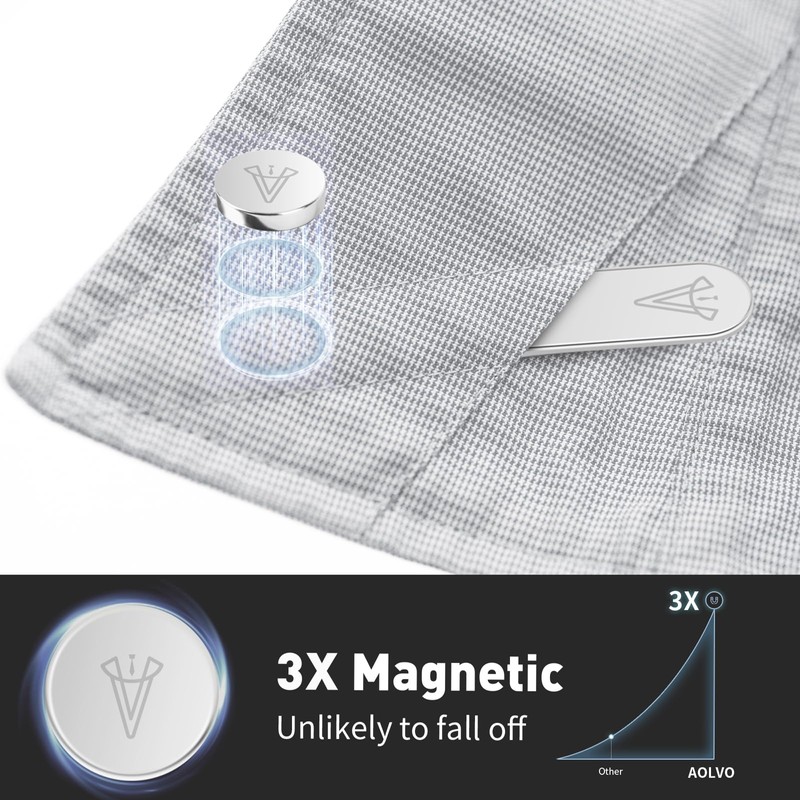 AOLVO Stainless Steel Collar Stiffeners with 6 Magnets, Magnetic Collar