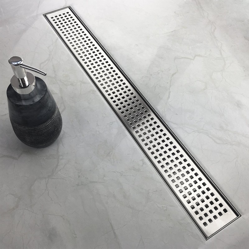 Neodrain 36-Inch Offset Side Outlet Linear Shower Drain with Quadrato