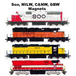 Soo Line, Milwaukee Road, Chicago & North Western, GB&W magnets by Andy Fletcher
