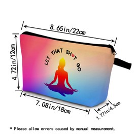 YULUENZE Yoga Gifts Let that Go Yoga Makeup Bag Toiletry Pouch with Zipper Birthday Christmas Gift Cosmetic Bag for Women Yoga Lovers Yoga Teachers Friends SIsters