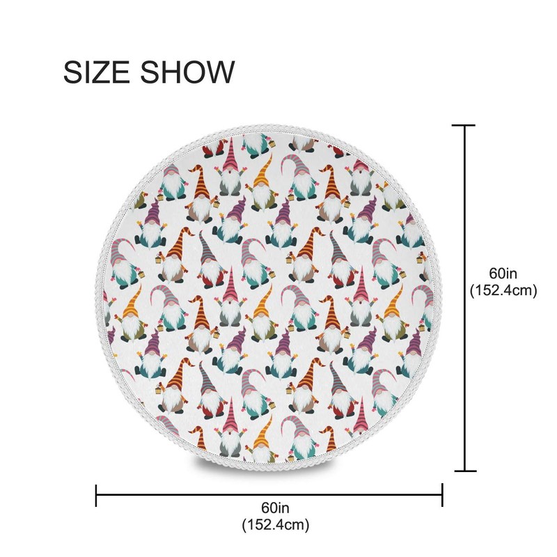 Christmas Tablecloths Christmas Gnome Decoration Seamless Tablecloth for Round Tables,