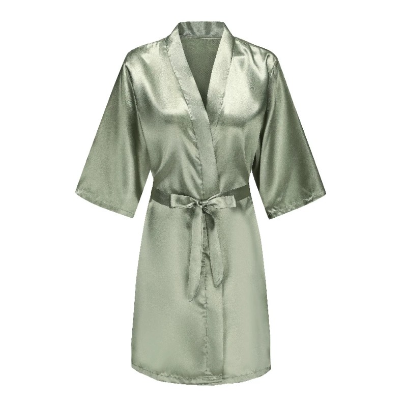 Satin Kimono Robe Women – Silk Bathrobe Bridal, Lounge Robe
