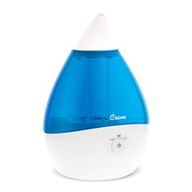 Crane Droplet Ultrasonic Teardrop Cool Mist Air Humidifier, 0.5 Gallon for Bedroom and Office, Blue and White, Nursery Humidifier