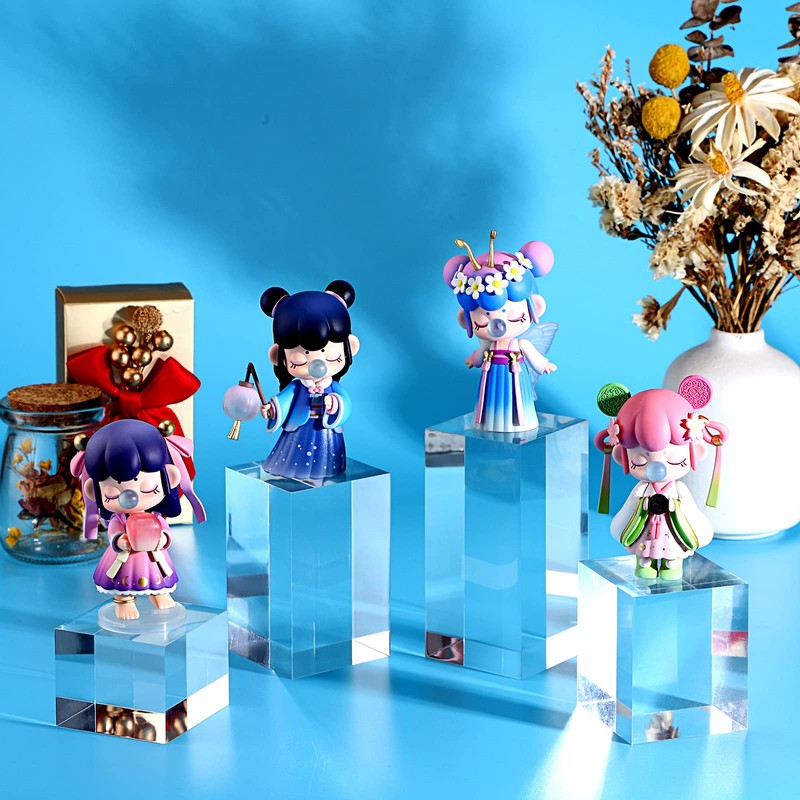 BTSKY 4 PCS Clear Polished Acrylic Cube Acrylic Square Display