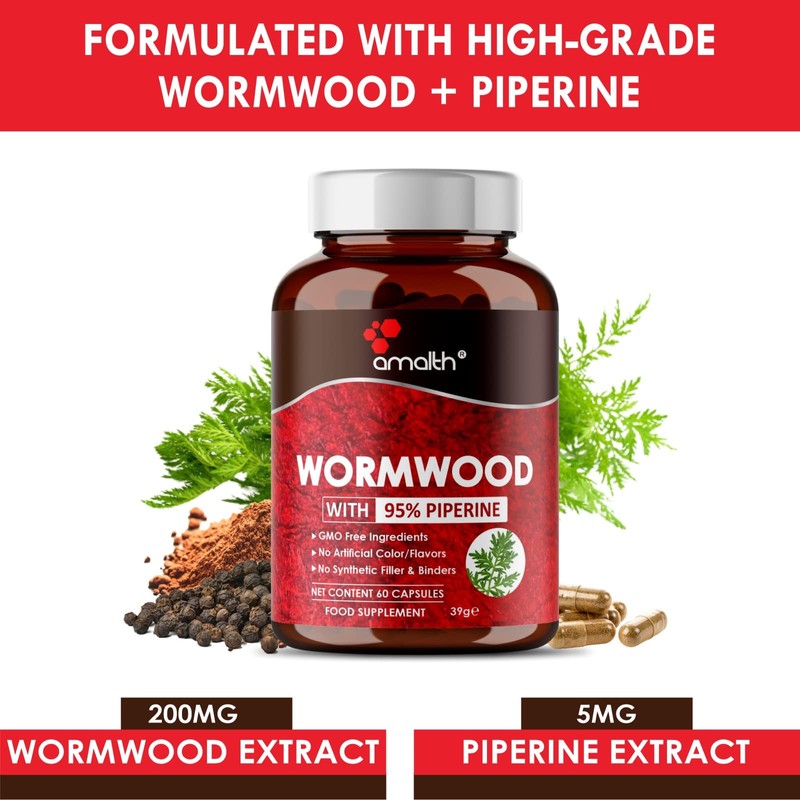 Wormwood 205mg Extract Powder 60 Capsule Vegan Safe, Non-GMO Made