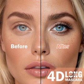 Mascara Volume and Length, Waterproof Mascara Black Lengthening Volumizing, 4D Silk Fiber Falsies Mascaras Natural Full and Soft No smudge Long Lasting Mascaras for Women Makeup