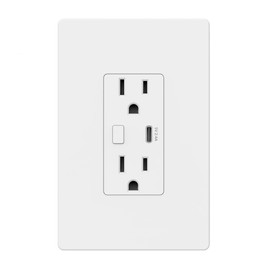 BN-LINK Toma de corriente inteligente con 2 enchufes controlados y carga tipo C, toma Wi-Fi inteligente en la pared con control remoto de voz y aplicación, compatible con Alexa y Google Assistant,