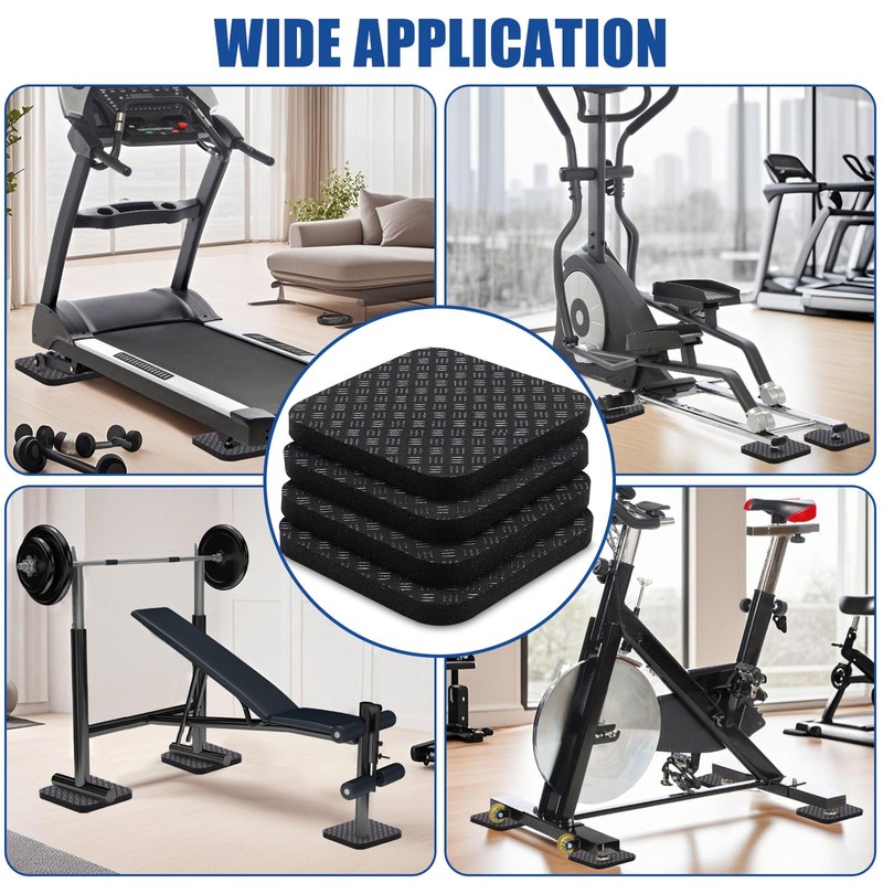 TOBWOLF 4PCS Anti-Slip Treadmill Mats, 10MM Thick High Density Walking