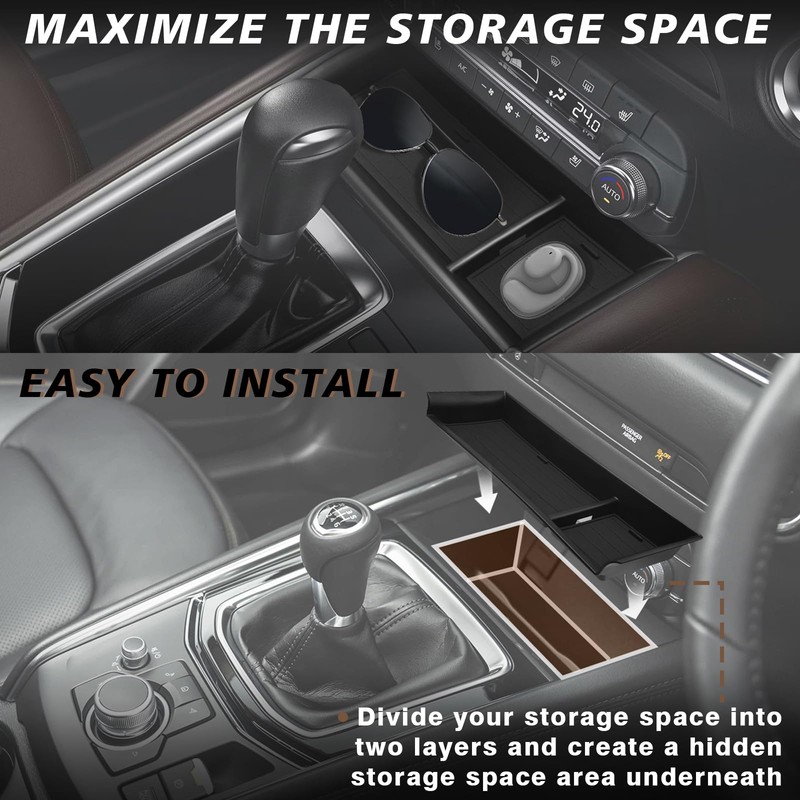 Muslogy Center Console Front Organizer & Dash Storage Box Insert