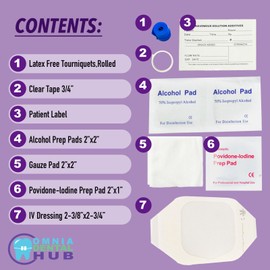 OMNIA ONE CORPORATION 100 PCs IV Starter Kit with Gauze/Chlorascrub Swab by Omnia ONE | Sterile, Ready-to-Use C Complete Kit for IV Insertion C Essential for Medical, Hospital & Emergency Use
