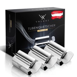 VALUXE® Premium Tube Squeezer [3 x Small] - Stainless Steel Toothpaste Squeezer - Effective Tube Press - Includes Hanging Loop - Residual Squeeze Guaranteed