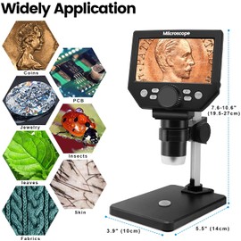 Microscopio LCD Digital USB, Cámara de Microscopio Digital de Mano con Aumento de 8MP 1-1000X, 8 Luces LED, Pantalla de 4.3 Pulgadas, Microscopio LCD para Reparación de Placas de Circuito, Soldadura