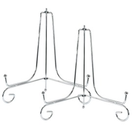 Hordion 2 Pack Plate Stand, 8 Inch Silver Iron Easel Photo Display Stand Plate Holder for Picture Frame Book Tabletop Art Platter