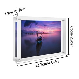 HAIKING Acrylic Photo Frame, 2 PCS Double Sided Clear Magnetic Photo Frames for Tickets, Photo, Postcards, Awards Display (7.5 x 10.2cm/2.95 x 4.01in)