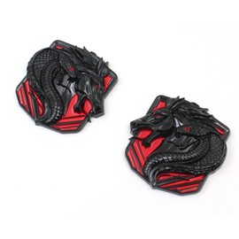 Xpipnns Pair Custom Dark Horse Cobra Style Emblem Compatible with 2011-2024+ Mustang F150 Dark Coyote Badge (Black Red)