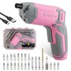 WORKPRO Pink Cordless Screwdriver Set, 3.6V Electric Rechargeable Eccentric Power