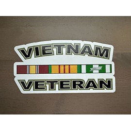 Vietnam Veteran with Ribbons Bumper Sticker DIE Cut