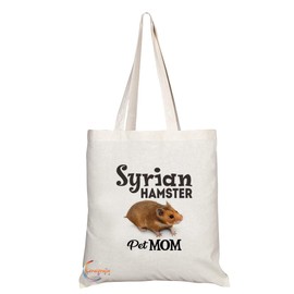 TB605 Pet MOM Syrian Hamster Novelty Present Gift Printed Eco-Friendly Stylish Long Handled Tote Shoulder Bag