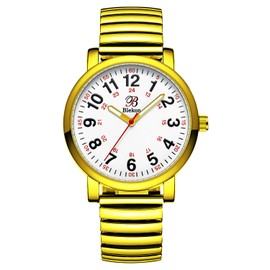 Blekon Original Nurse Watch - Multiple Color Stretch Bands, Easy Read Dial and Pulsometer, Second Hand, Water Resistant Watch