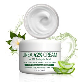 Urea Fußcreme 42% mit Aloe Vera & Teebaumöl, Repariert Trockene, Rissige Haut an den Fersen, Hornhautentferner & Hauterweichende Creme für Tiefenfeuchtigkeit, 100g
