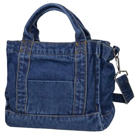 DIVA Rose Mini Tote Bag, Women's Shoulder Bag, 2-Way Denim, Lightweight, Mother's Bag, Work or School Commuting to Work, Indigo Blue [M size] & [Solid]