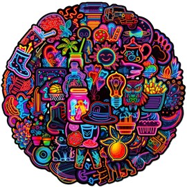 TXDAMAI Sticker Pack of 50 Neon Little Fresh Water Bottles Unicorn Phone Guitar Skateboard Computer Suitcase Bicycle Dragon Vinyl Stickers Waterproof Aesthetic Stickers for Teenagers