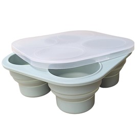 Lulyboo Baby Food Freezer Tray with Lid - Foldable Silicone Portable Storage for Homemade Baby Food, Fruit & Veggie Purees, 4 Compartments, BPA-Free, Space-Saving & Easy to Clean