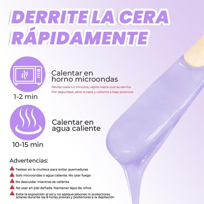 ULTRAMO Cera para Depilar - Lavanda Cera Epiladora Suave