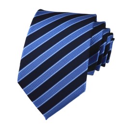 Secdtie Corbata de seda tejida de jacquard clásica para hombre, Azul marino, Talla única