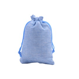 Sansam 25pcs 13.0x18.0cm/5.2''x7.2'' Sky Blue Lining Burlap Small Gift Bags Hemp/Hessian Bags, Jewelry Pouches, Wedding Favors, Jewelry Packing, Sacks