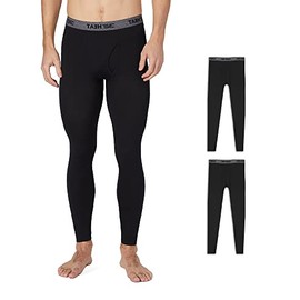 32 DEGREES Men's 2-Pack Performance Lightweight Thermal Baselayer Legging Pant, Black/Black, Small