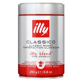 illy Ground Coffee Moka - 100% Arabica Flavored Coffee Ground - Rich Aromatic Coffee Grounds Profile – Classico Medium Roast - Notes of Caramel, Orange Blossom & Jasmine - No Preservatives – 250g