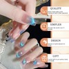 GlamRays 24pcs Blue Press On Nails Square Shape False Nails