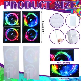 Beeveer 2 Pcs 4 Ft 80s 90s Music Dance Theme Party Decoration Speaker Cardboard Cutout Stand-Up Neon Retro DJ Speaker Photo Prop Stand Up for Hip Hop Theme Party Decor VBS Vacation Bible School Supply
