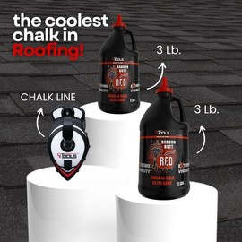 CE TOOLS COMBO 1 Unit SnapBack® Chalk Line with Releasable Tip and 2 Unit 3LB Baboon Butt Red EXTREME VISIBILITY Marking Chalk-Made in US, For Chalkline, Hydrophobic, Construction use.