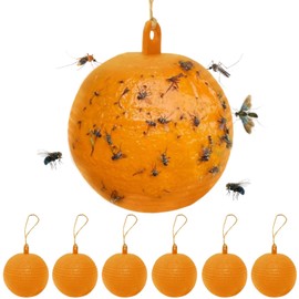osseph 6 PCS Fly Traps Ball Fly Trap Indoor, Hanging Fly Bugs Sticky Ball Outdoor, Gnat Trap Ball for House Plants Kitchen Drain Yard Garden (6PCS, Yellow)