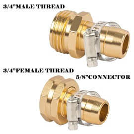 LIULO TOOL Garden Hose Repair Connector with Clamps, Fit for 3/4" or 5/8" Aluminum Garden Hose Fitting, Male and Female Hose Fittings, 4 Sets | LIULO TOOL