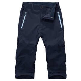 MAGNIVIT Long Shorts for Men Hiking Cargo Shorts Quick Dry Lightweight Capri 3/4 Cropped Pants Navy Blue