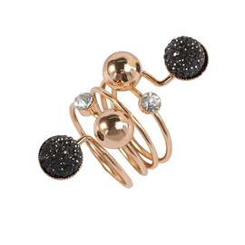 IMINI Fashion Ball Climber Wrap Finger Band for Women Girls CZ Crystal Layered Finger Ring Statement Rings Spring Knuckle Ring Engagement Promise Ring Elegant Jewelry Gifts (Black)