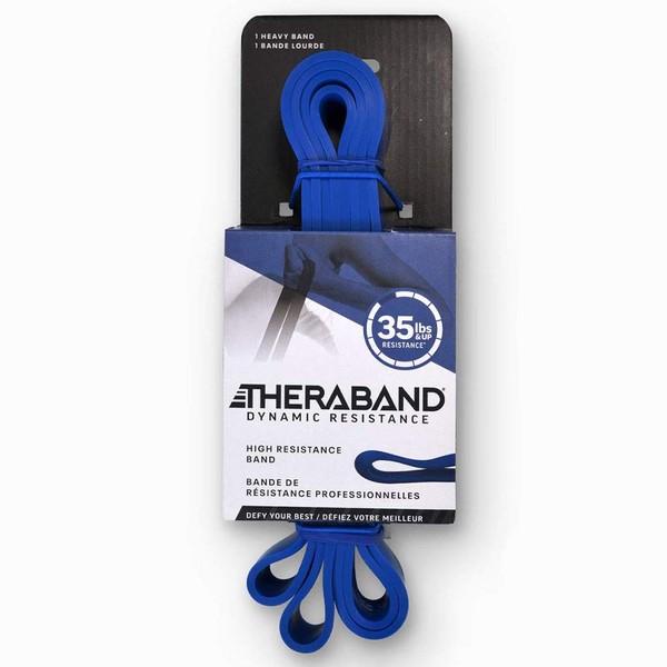 THERABAND High Resistance Band, Elastic Super Bands for Improving Flexibility, Injury Rehab, & Full Body Workouts, Heavy Duty Stretch Bands for Powerlifting, Heavy, Blue, 35 lbs. Resistance