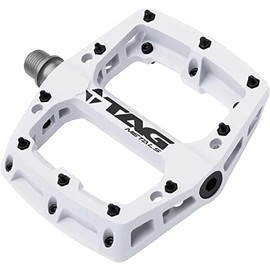 TAG Metals T3 Nylon MTB Pedals 9/16" Axle – Durable, Lightweight Platform Pedals with Anti-Slip Pins, Ideal for Mountain Biking and BMX (White)