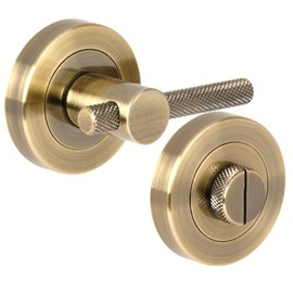 HANDLEZONE® Knurled Bar Designer Bathroom Toilet Door Thumb Turn and Release Set - Antique Bronze