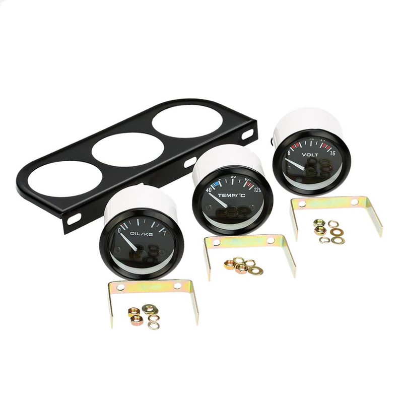 Shkalacar 52 mm Electronic Triple Gauge Kit, Oil Pressure Water